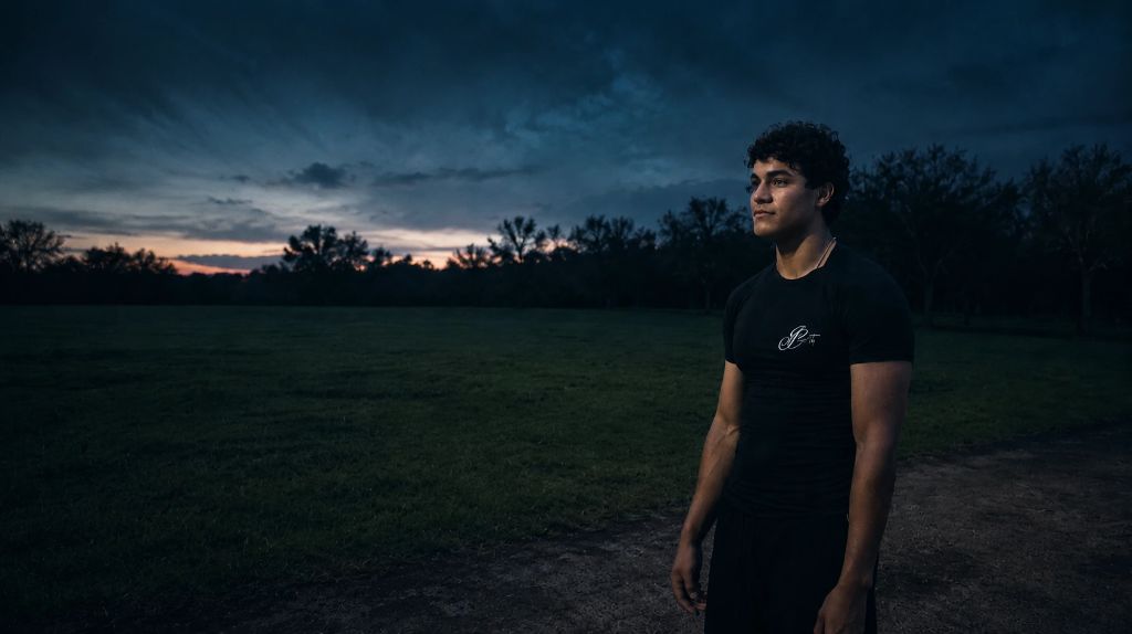 Retrato al atardecer con playera negra